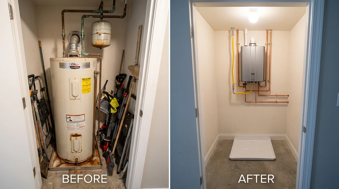 Tank water heater versus wall-mounted tankless unit comparison for Stanton, MI homeowners
